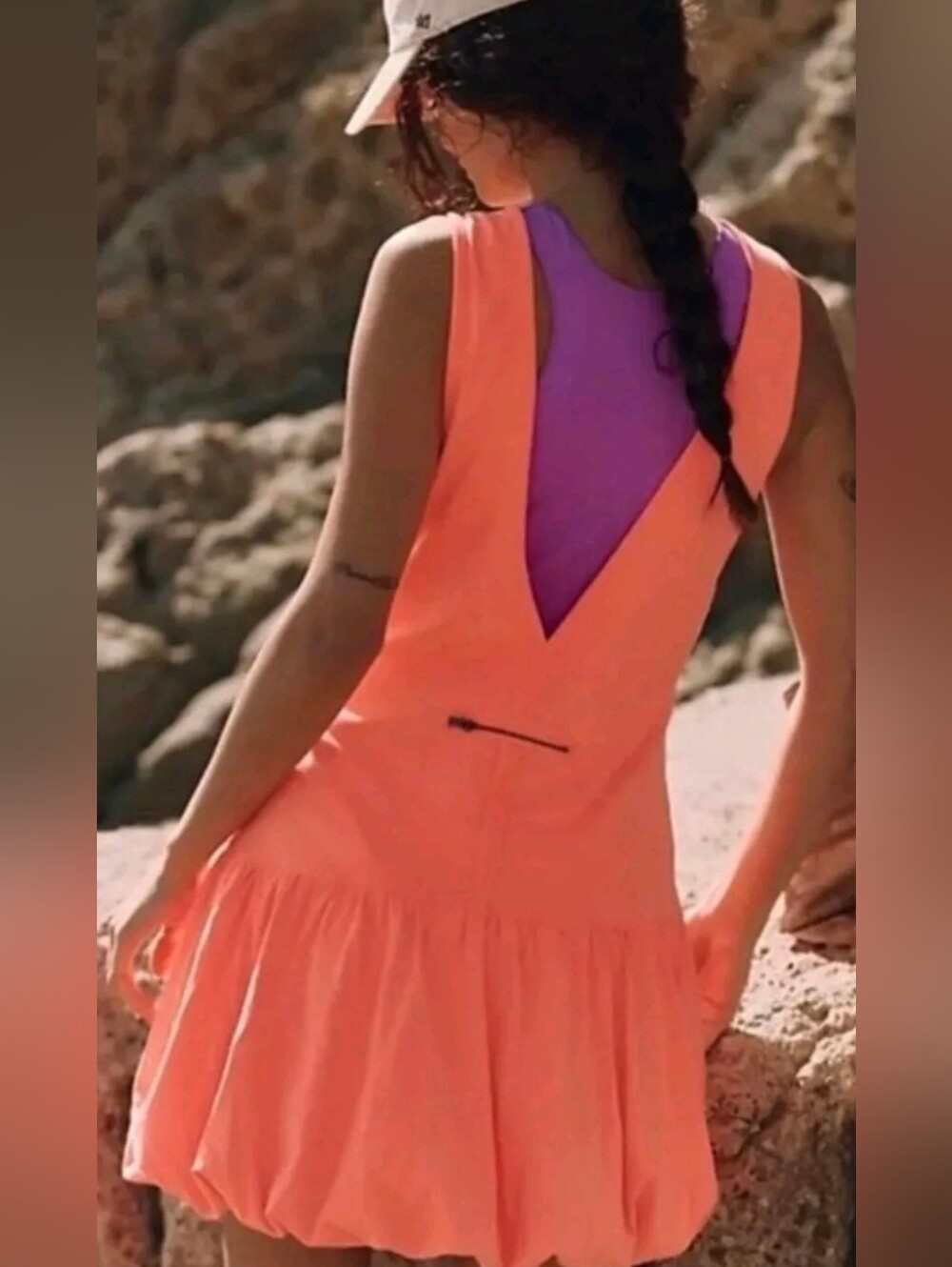 FP Movement Free People Hot Shot Bubble Dress Neon Orange Size XL NWT